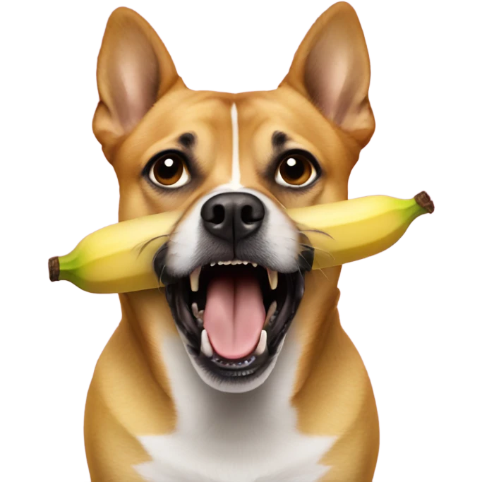 Scared banana in a dogs mouth  emoji