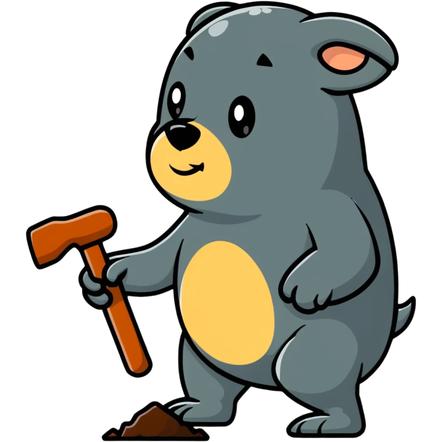 person whacking a mole with a hammer emoji