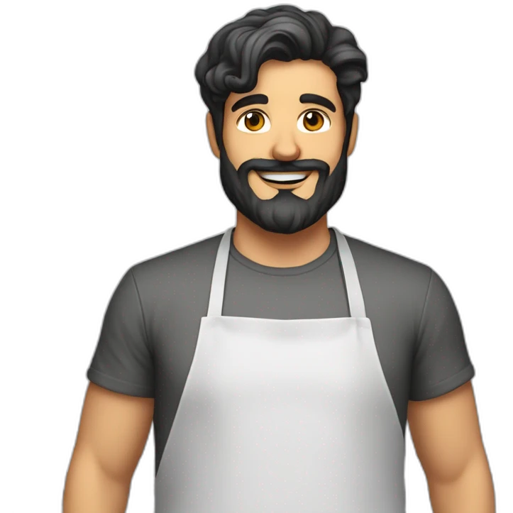 30 year old Male pizza baker with dark hair and beard emoji