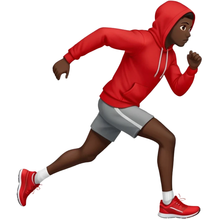 Black Man Wearing Red Hoodie. and running. right side emoji