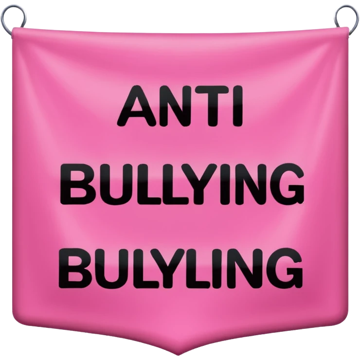 Hyperrealism, pink color banner with typography text "Anti-bullying" in bold white, black colors, isolated still life, render. No emoji icons, no emoji faces  emoji