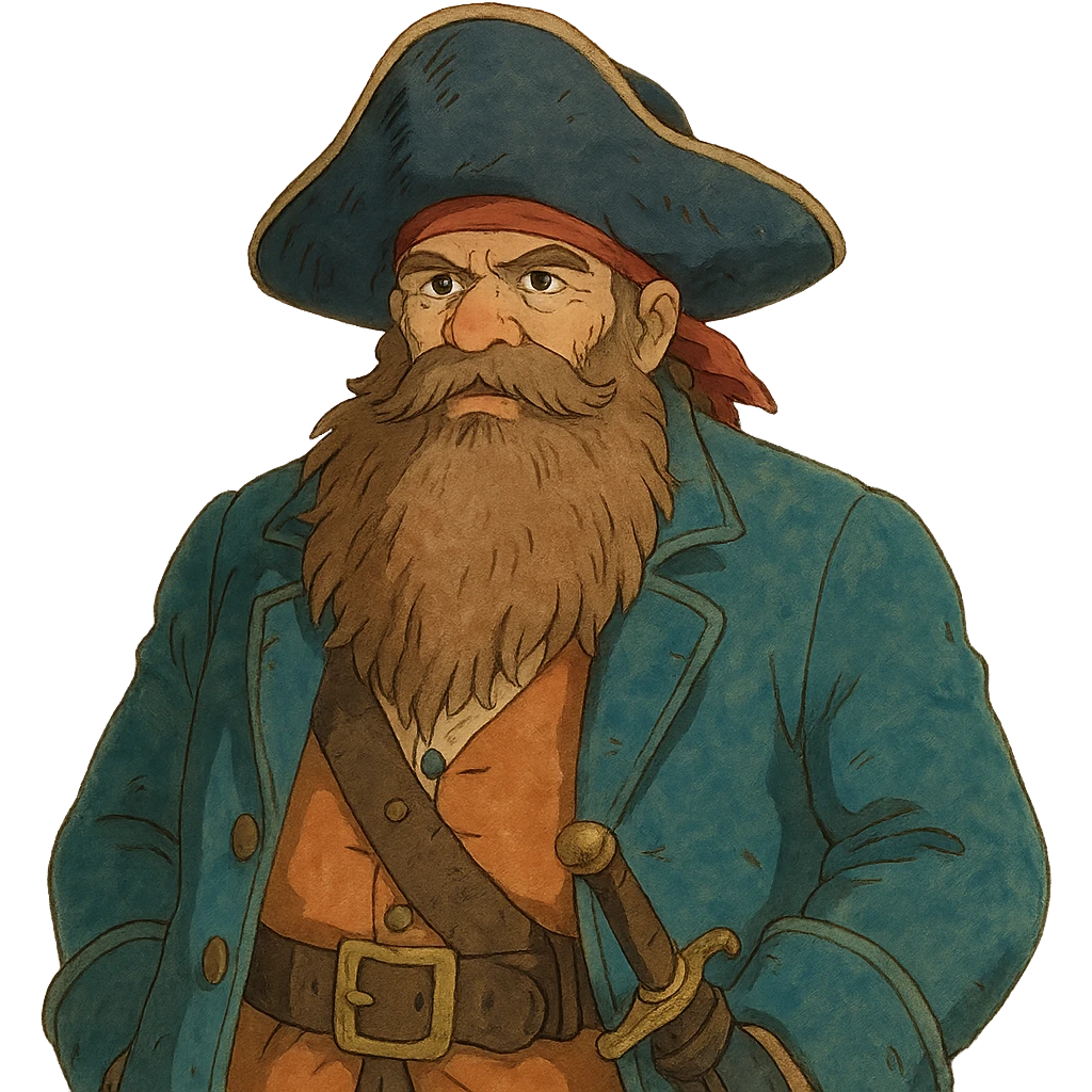 A pirate with a long beard, soft and detailed animation emoji