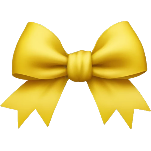 yellow bow with the word us in black emoji