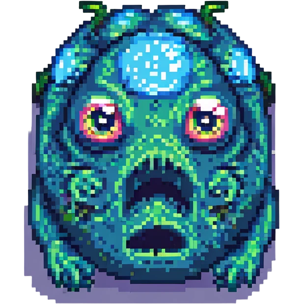 slime monster pixel art with big eyes emoji