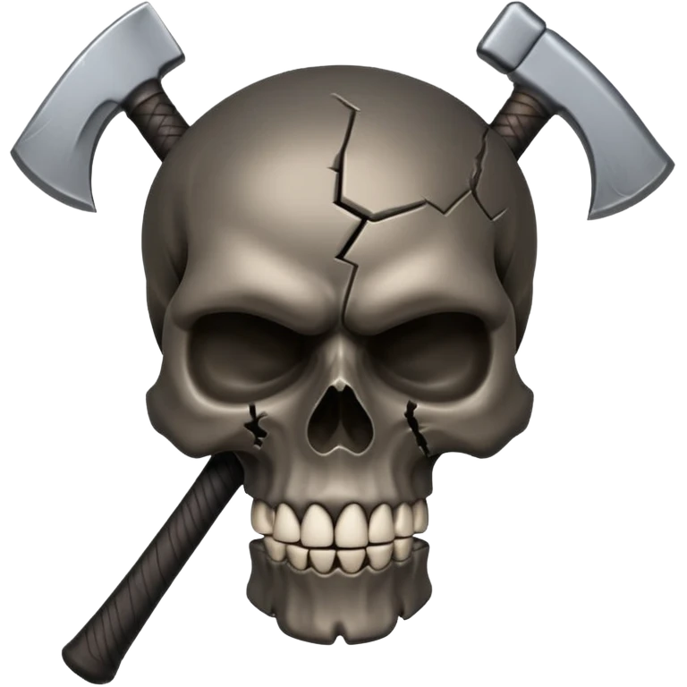 3D skull split down the middle by an axe, dark phonk vibe, aggressive attitude emoji