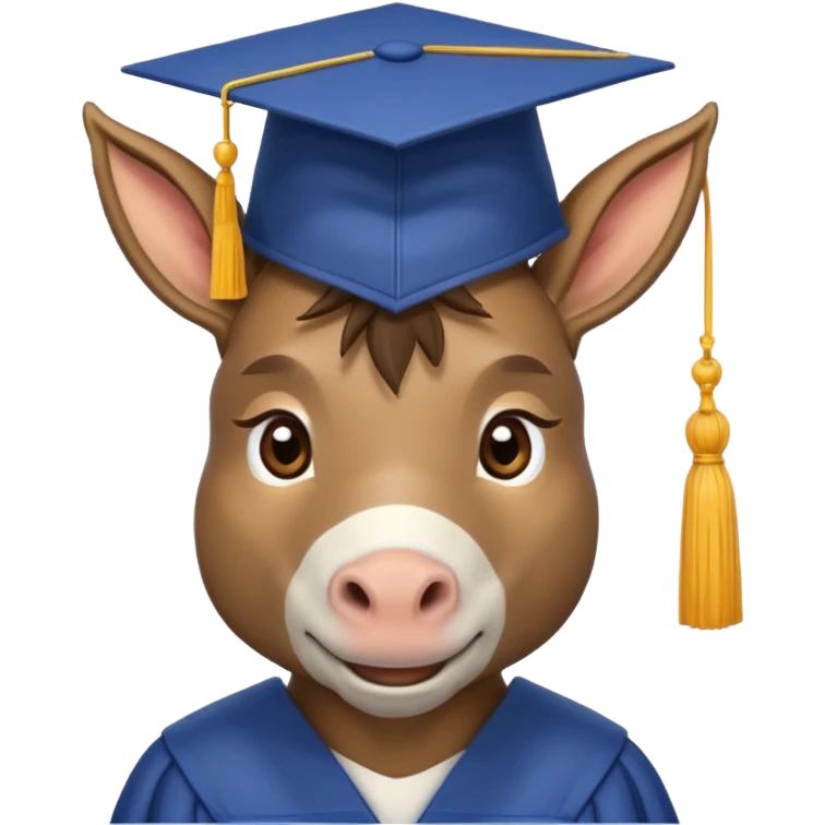 Smart ass donkey with graduation cap emoji