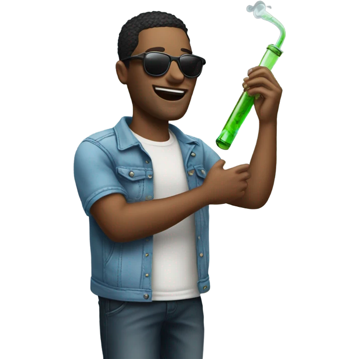 Guy holding Bong with sunglasses emoji