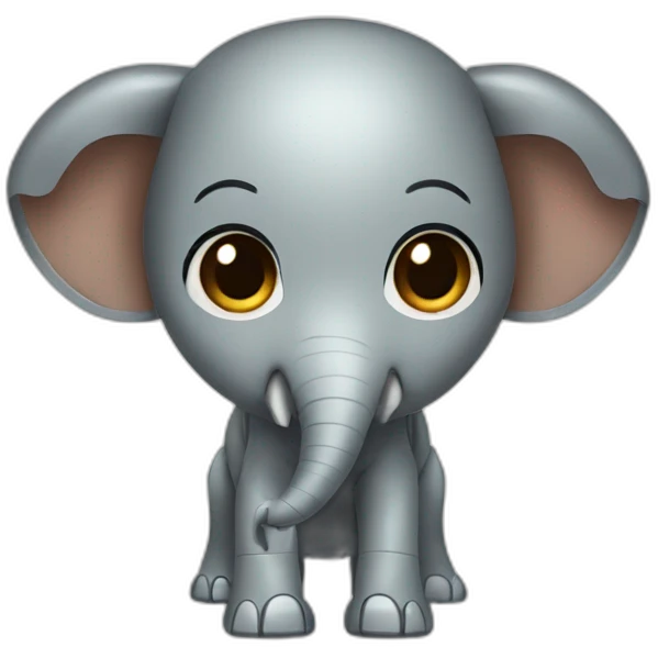Girl robot with dark brown hair and brown eyes and elephant trunk emoji