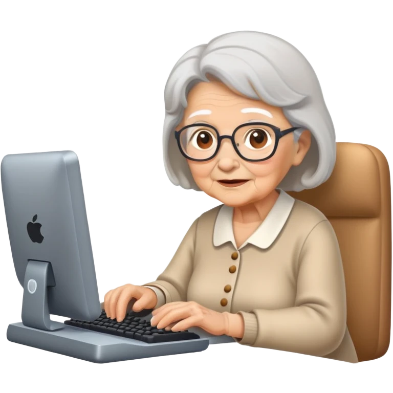 grandma typing on a computer emoji