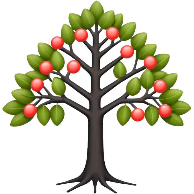 Minimalistic flat vector icon, iOS style, thin black contour on white background. Binary tree diagram with connected nodes. Clean, no text, no shadows emoji
