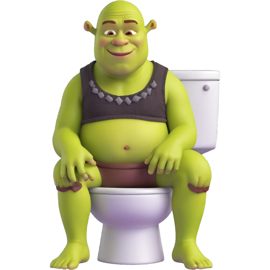 Shrek sitting on top of a toilet emoji