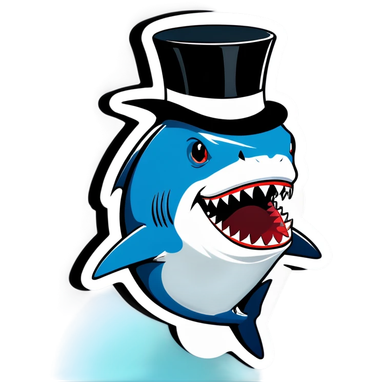 Shark with a top hat emoji