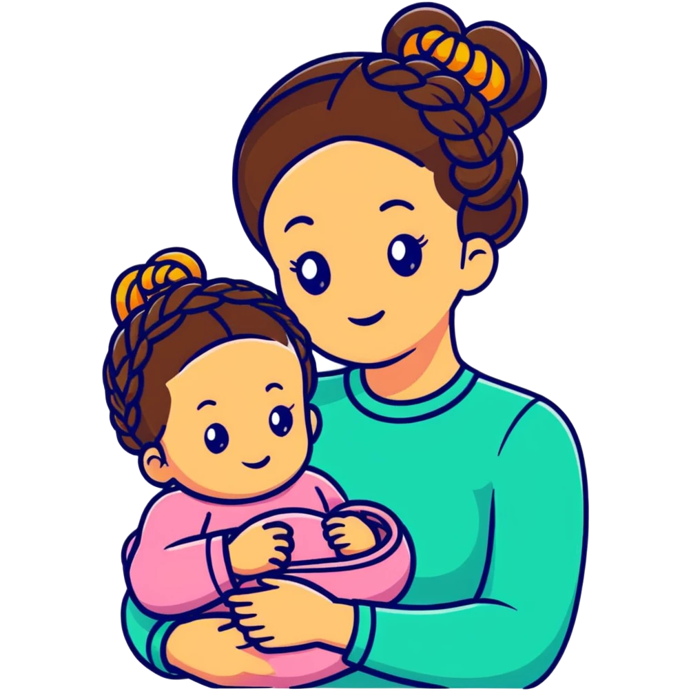 mom and baby with matching braided hairstyles emoji