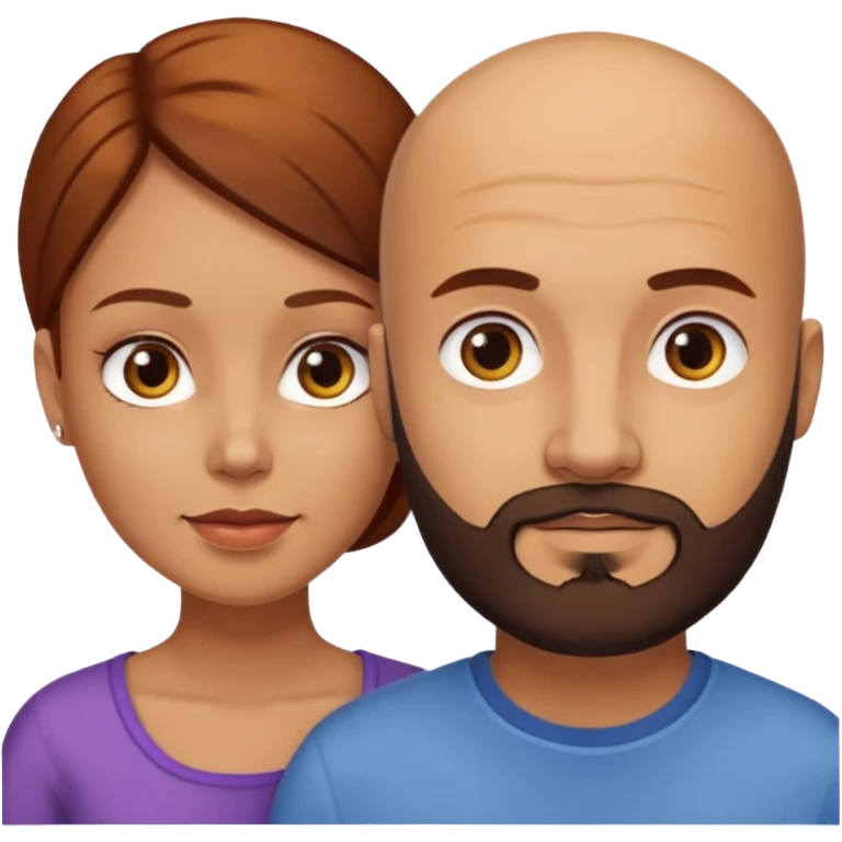 Couple. A bald man with dark brown beard and a girl with light skin dark yellowish brown auburn hair. emoji