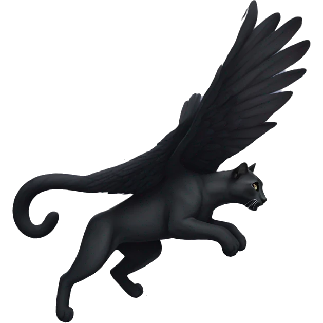 winged black puma flying emoji
