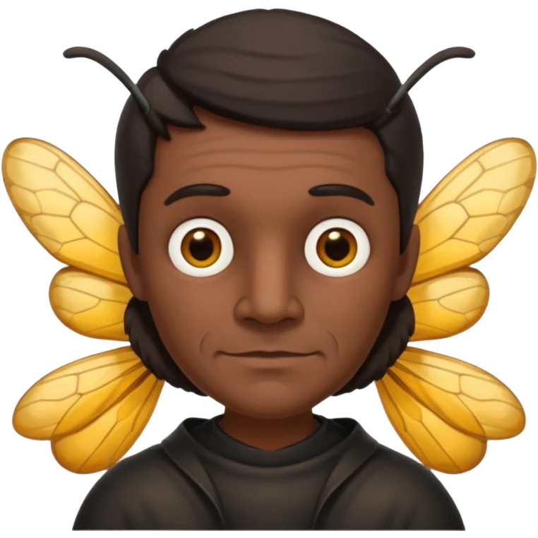 cabeza de señor mexicano, viejo, agregale un cuerpo de abeja, el pelo del señor hazlo oscuro,haz que el cuerpo sea de abeja y la acabeza del señor emoji