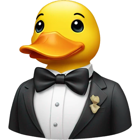 Rubber duck wearing a bow tie emoji