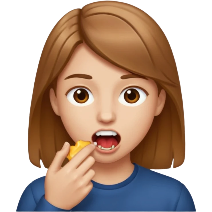 Person biting with light brown hair  emoji