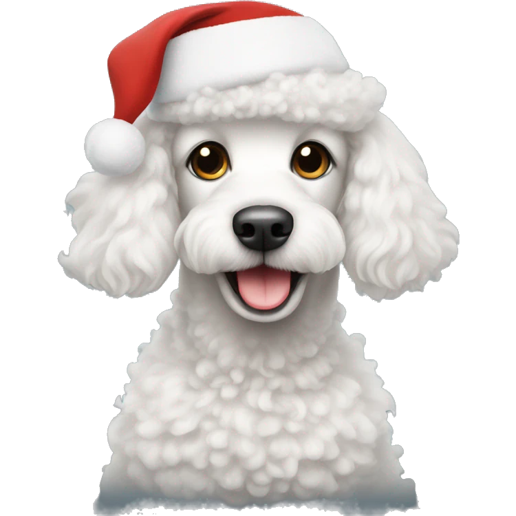 White poodle with Christmas hat emoji