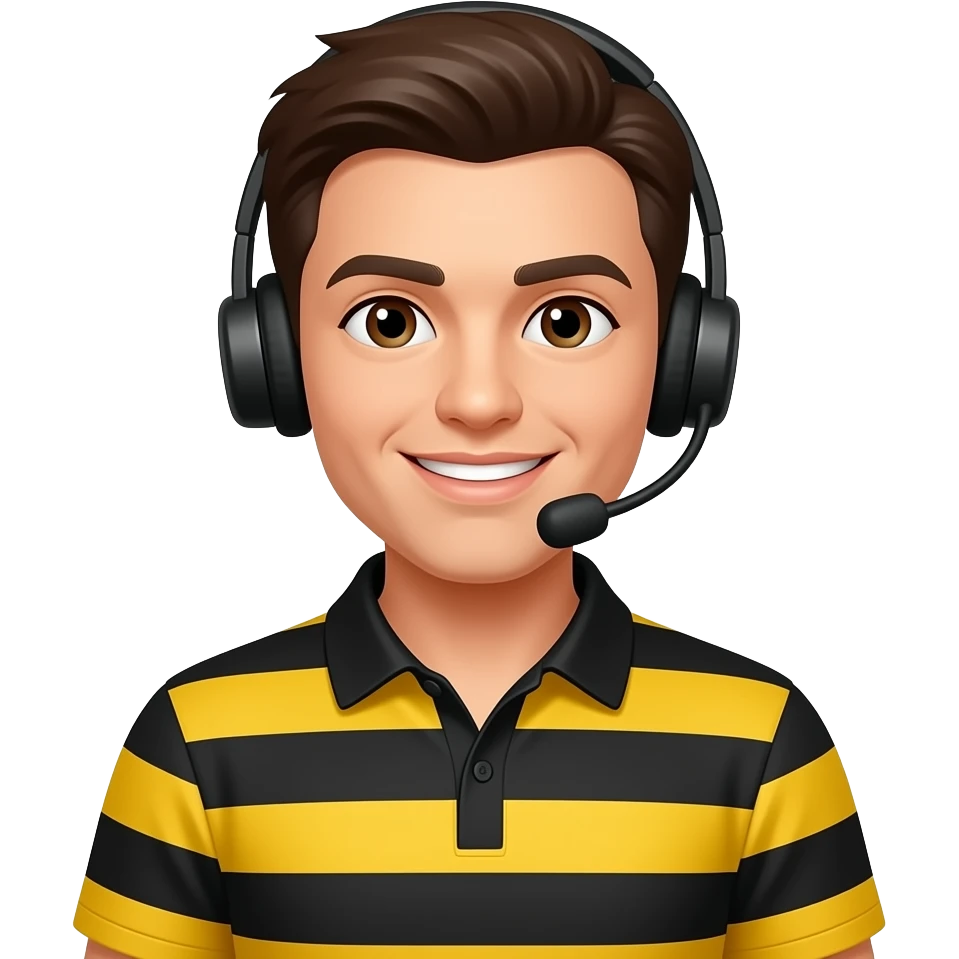 оператор call центра, черно-желтая одежда в полоску emoji