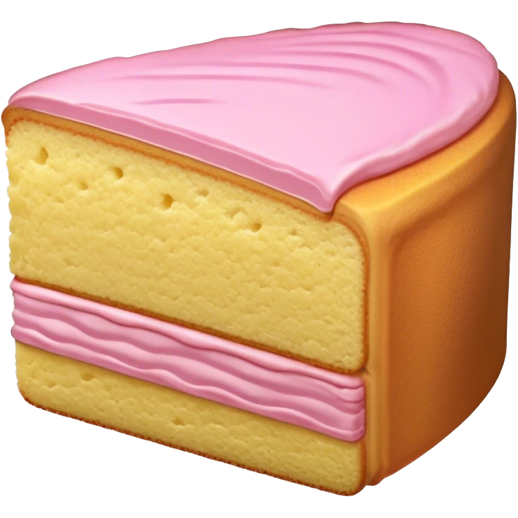 slice of sponge cake, with minimal pink emoji