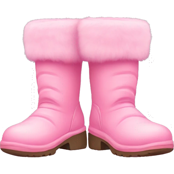 Pink large fur boots  emoji