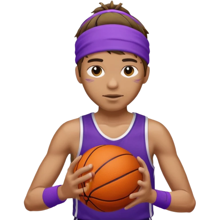 Basketball guy with purple headband, hold ball emoji