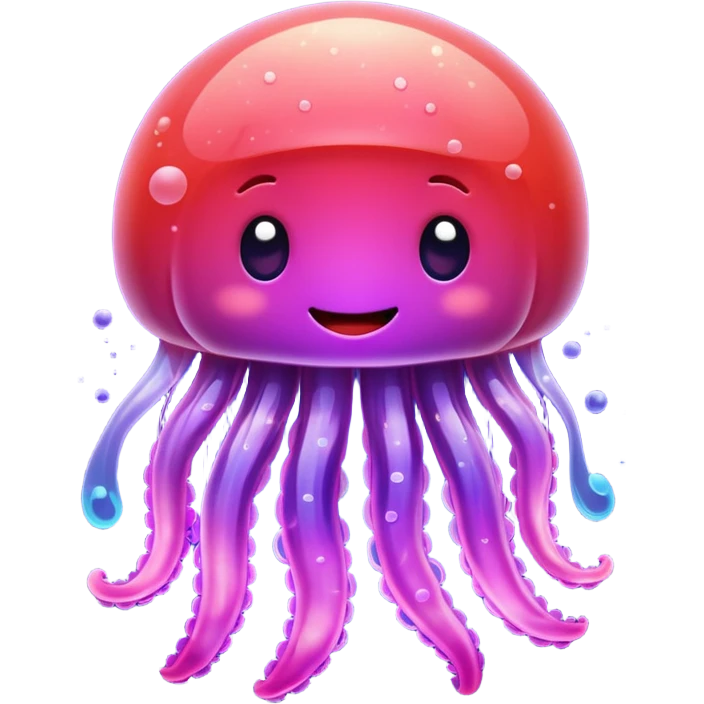 color gradient between red and purple glitter cute happy jellyfish emoji
