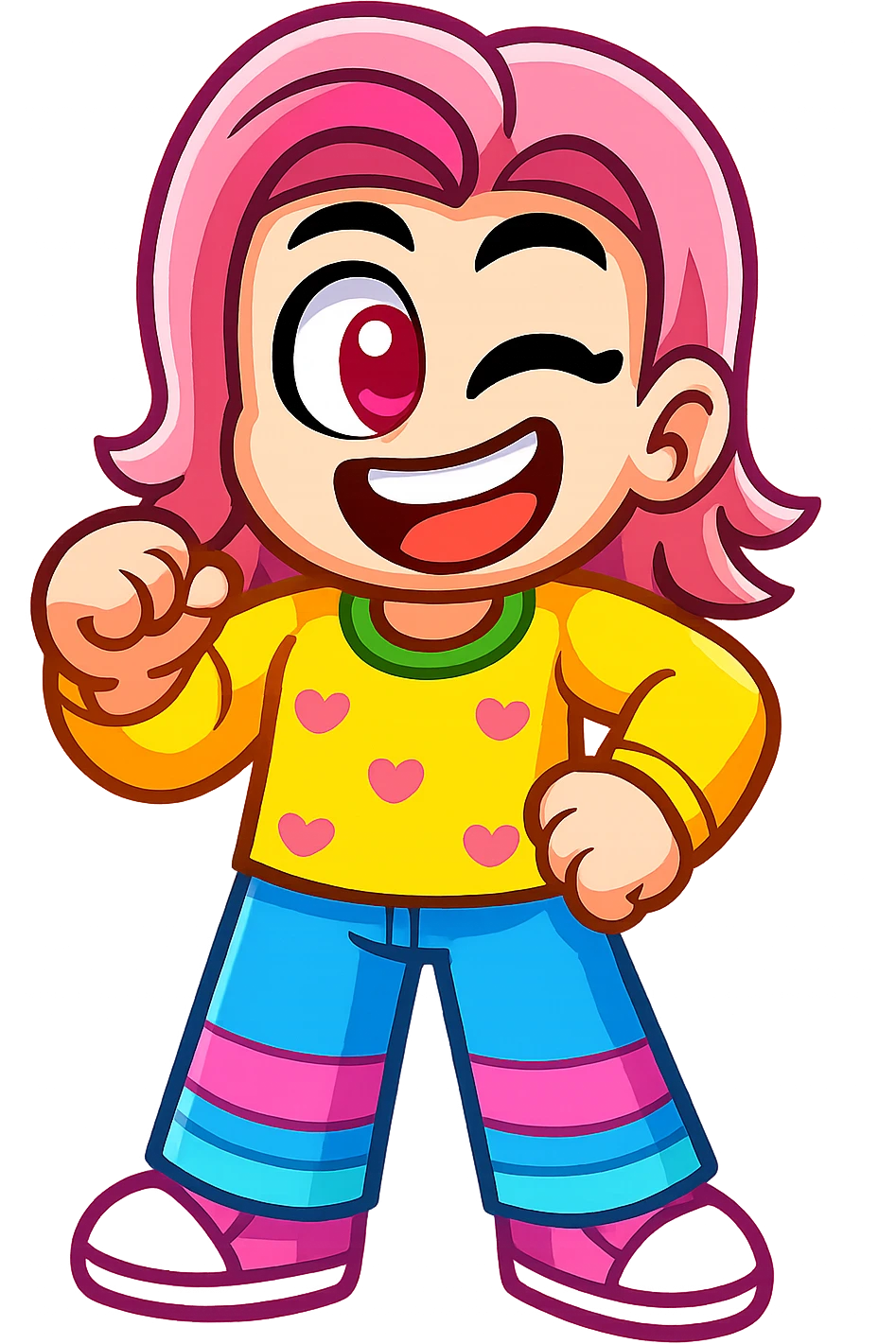 Extract every character from the picture. there is  5 character. So i need total 5 images of the character including the clothes and accessories they are wearing, and place on a transparent background. Keep the original style and appearance exactly the same. and separately give me the each character picture

 emoji