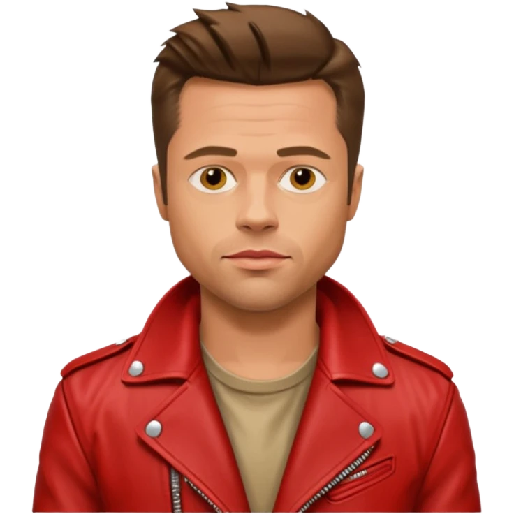 tyler durner personaje pelicula fight club con campera roja, brad pitt emoji