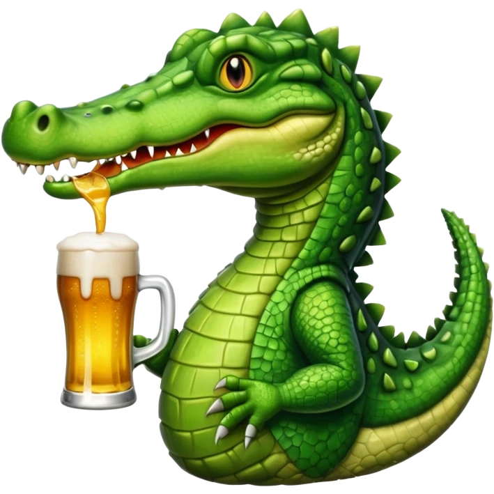 Crocodile buvqnt une bière emoji