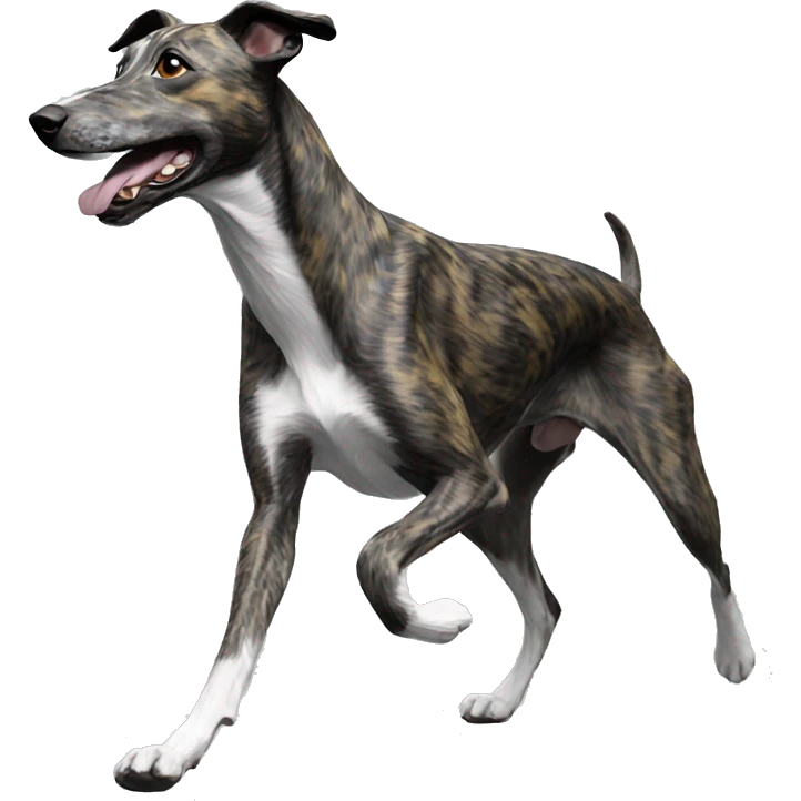 Brindle dog lurcher running cyan lighting emoji