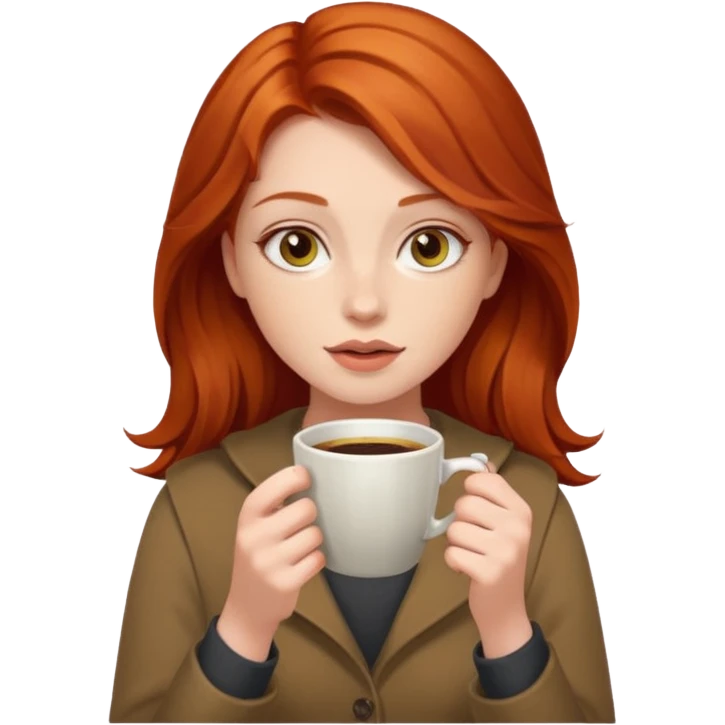 A redhead girl with hazel eyes drinking coffee emoji