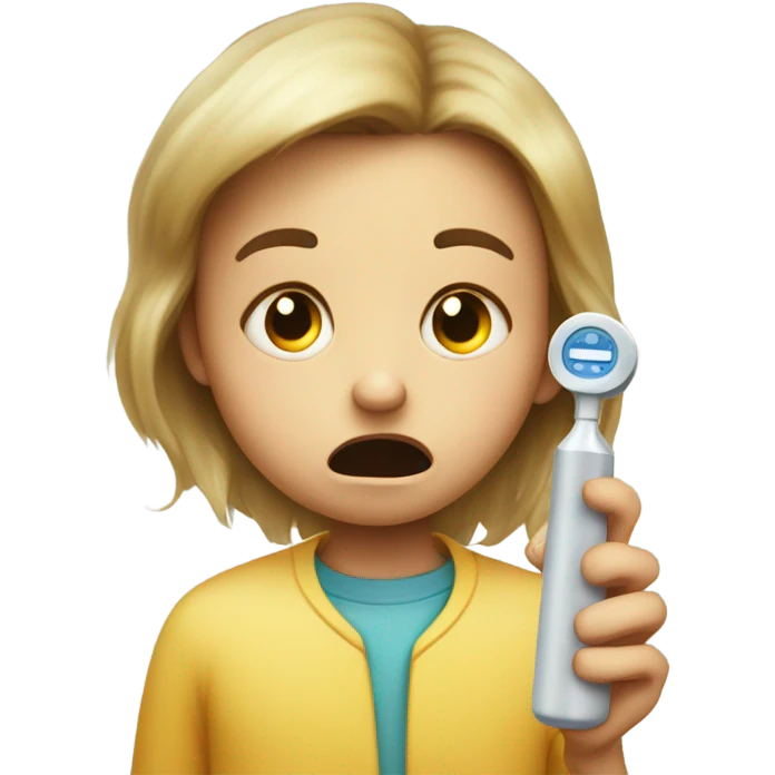 Sick child with thermometer  emoji
