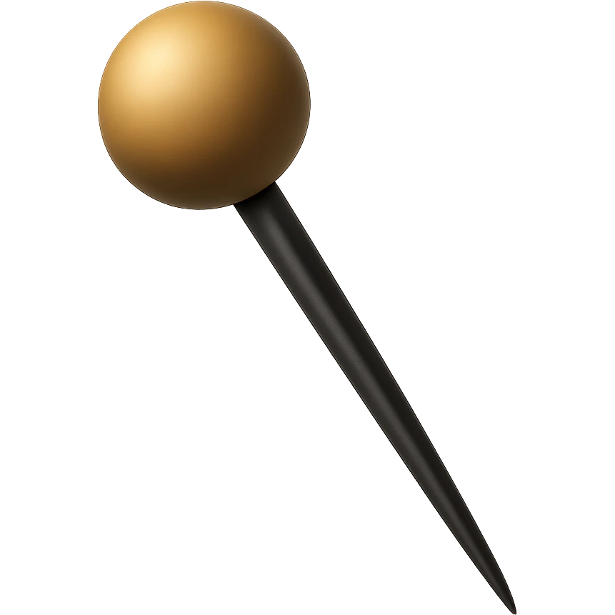 a round-headed sewing pin in 3D black style emoji