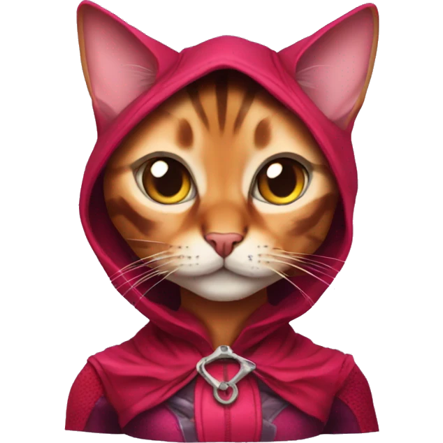Bengal cat dressed like the scarlet witch emoji