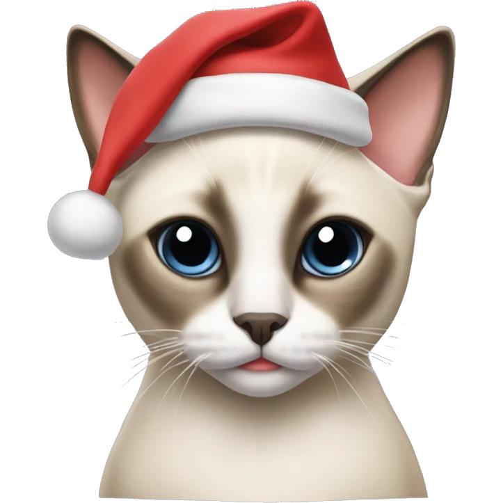 Siamese cat with Christmas hat on emoji