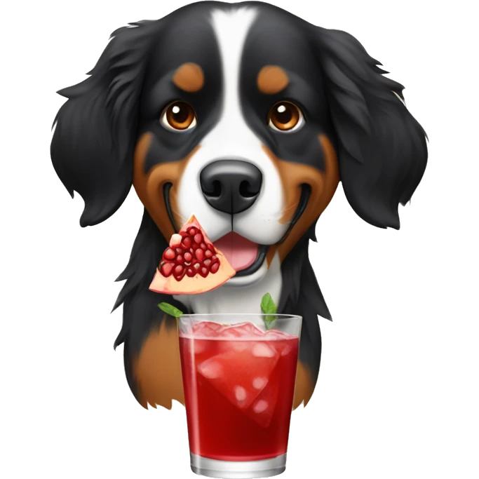 bernese mountain dog drinking a pomegranate martini emoji