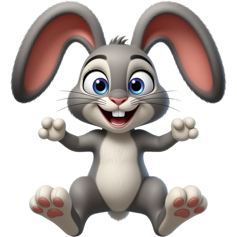 Rabbit with four feet on the floor and it's jumping but make it SUPER funny and freaky emoji