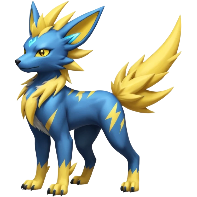 Feral Quadrupedal Digitigrade Luxray-Jolteon-Renamon-Manectric-fusion-hybrid-creature, full body  emoji