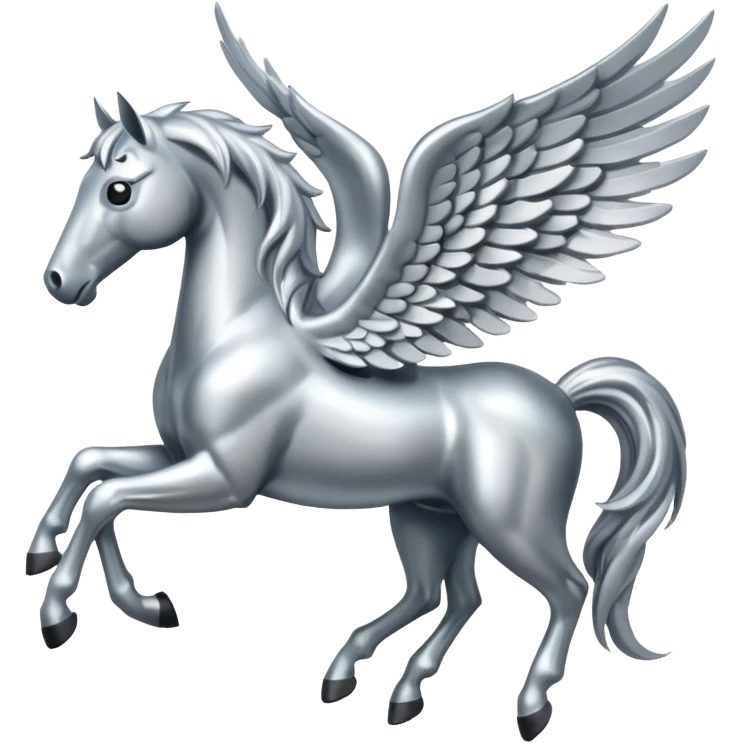 Silver horse with wings full body  emoji