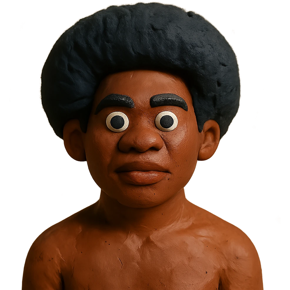 Fijian person with buiniga hairstyle, brown skin emoji