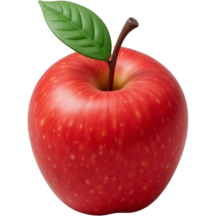 glossy red apple with a leaf, skeuomorphism icon style emoji