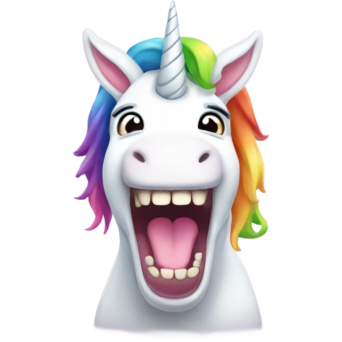 Rainbow unicorn with rabbit ears and bad teeth  emoji