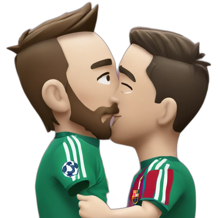 Leo Messi and Cristiano Ronaldo kissing emoji