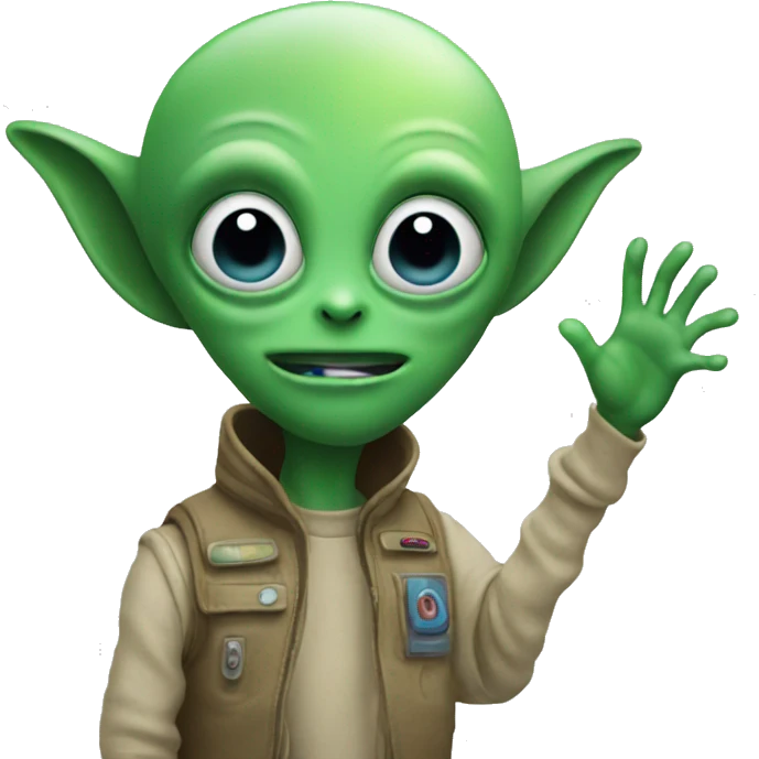 Alien saying hi emoji