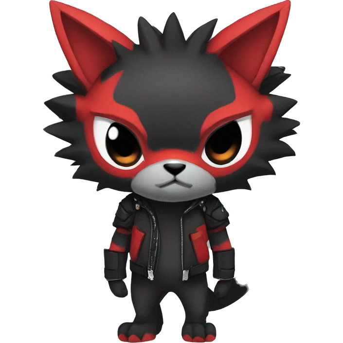cool edgy black punk red animal hybrid Fakemon full body emoji