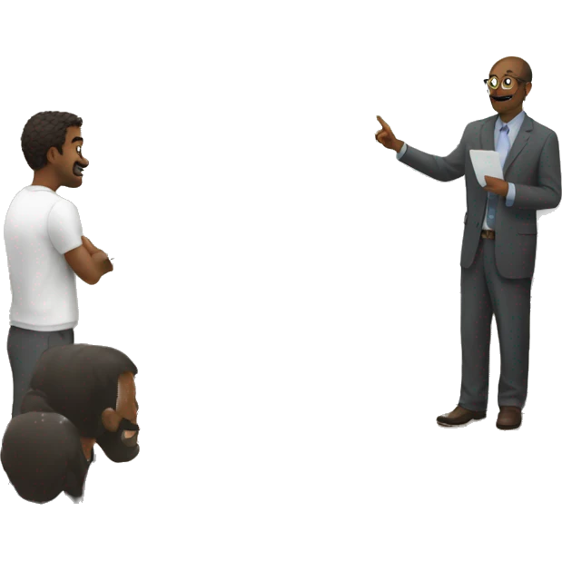 man teaching  a class with white board emoji