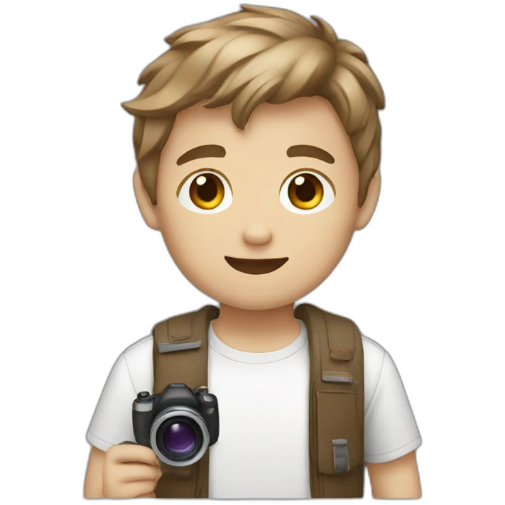 white brown hair boy with a camera emoji