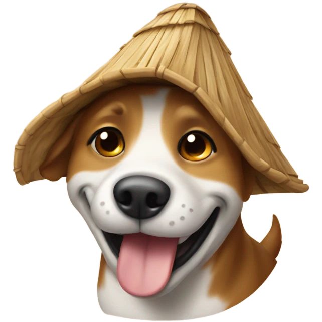 Happy dog with hut emoji